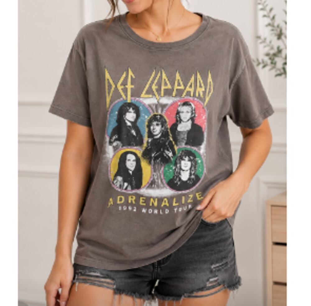 Recycled Karma Def Leppard Women's Gray Adrenalize Short Sleeve Tshirt Size S